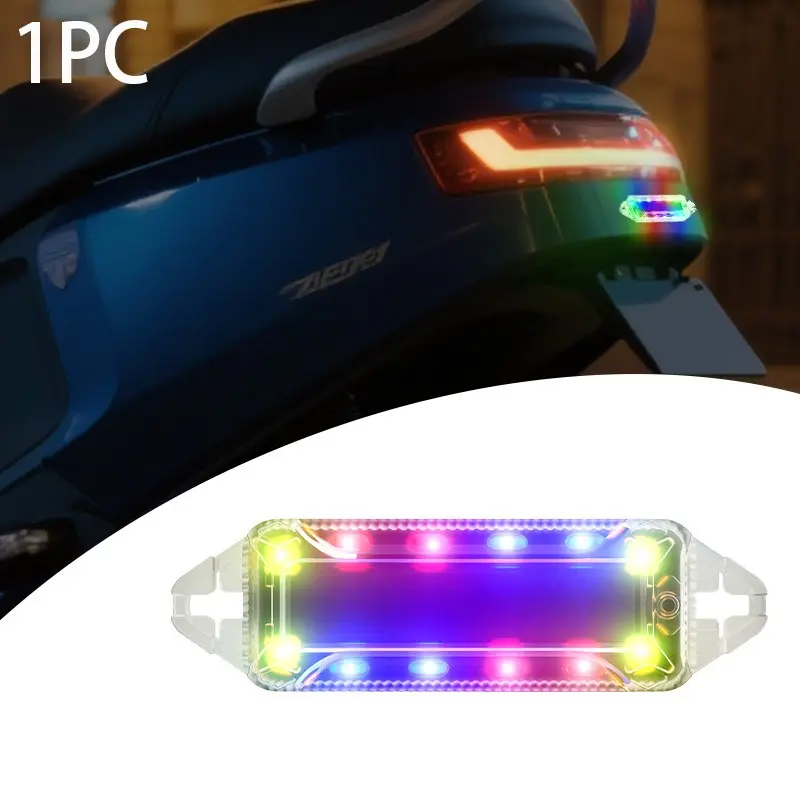 RGB Solar Strobe Warning Light, Light & Vibration Sensing Auto On/Off Safety Beacon Lamp, IP65 Waterproof 6 Flashing Modes LED Marker Light Bicycle Lights for Vehicle Bike Truck ATV Motorcycle Exterior Accessories