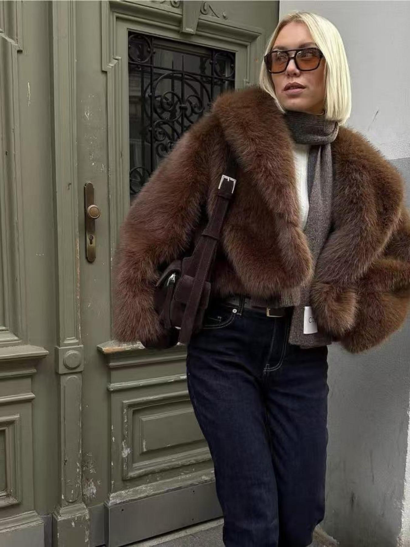 Women's Faux Fur Short Coat, Warm Loose Fit Winter Jacket, Luxurious Look, New Fashion Trendy Design, Perfect for Cold Weather