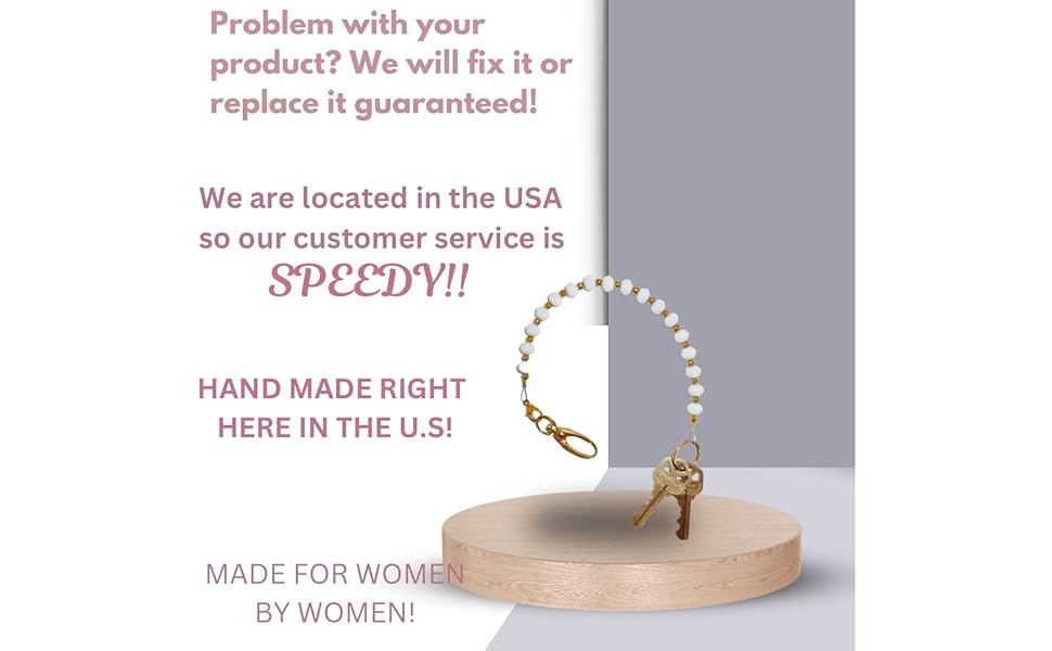 Key Keeper 12" Turquoise Women's Beaded Strap Chain Finder Organizer Wallet Purse Holder Anti-Lost Ring