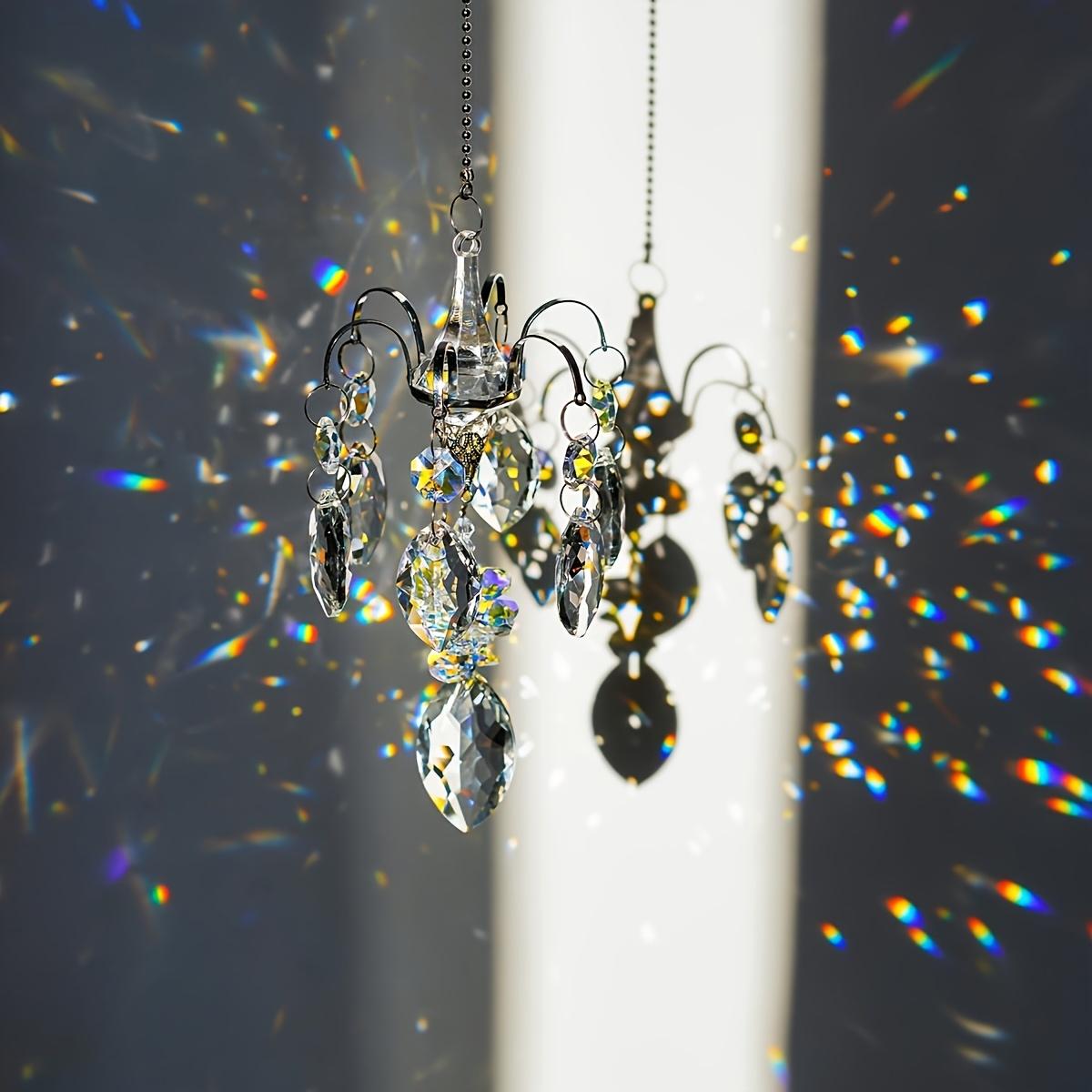 [Rainbow Crystal Ornament] Prism Rainbow Crystal Bead Chandelier Branch Mirror Hanging Ornament | Sun Catcher of Earth and Light Suitable for Home, Garden, Car Decor, Anniversary Gift, Party Gift, Christmas Present, Perfect Gift for Any Occasions