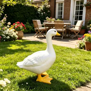 Cute Large Goose Resin Statue, 13.39 Inch Waterproof Outdoor Ornament, Decorative Animal Sculpture for Garden Porch Backyard Lawn Patio
