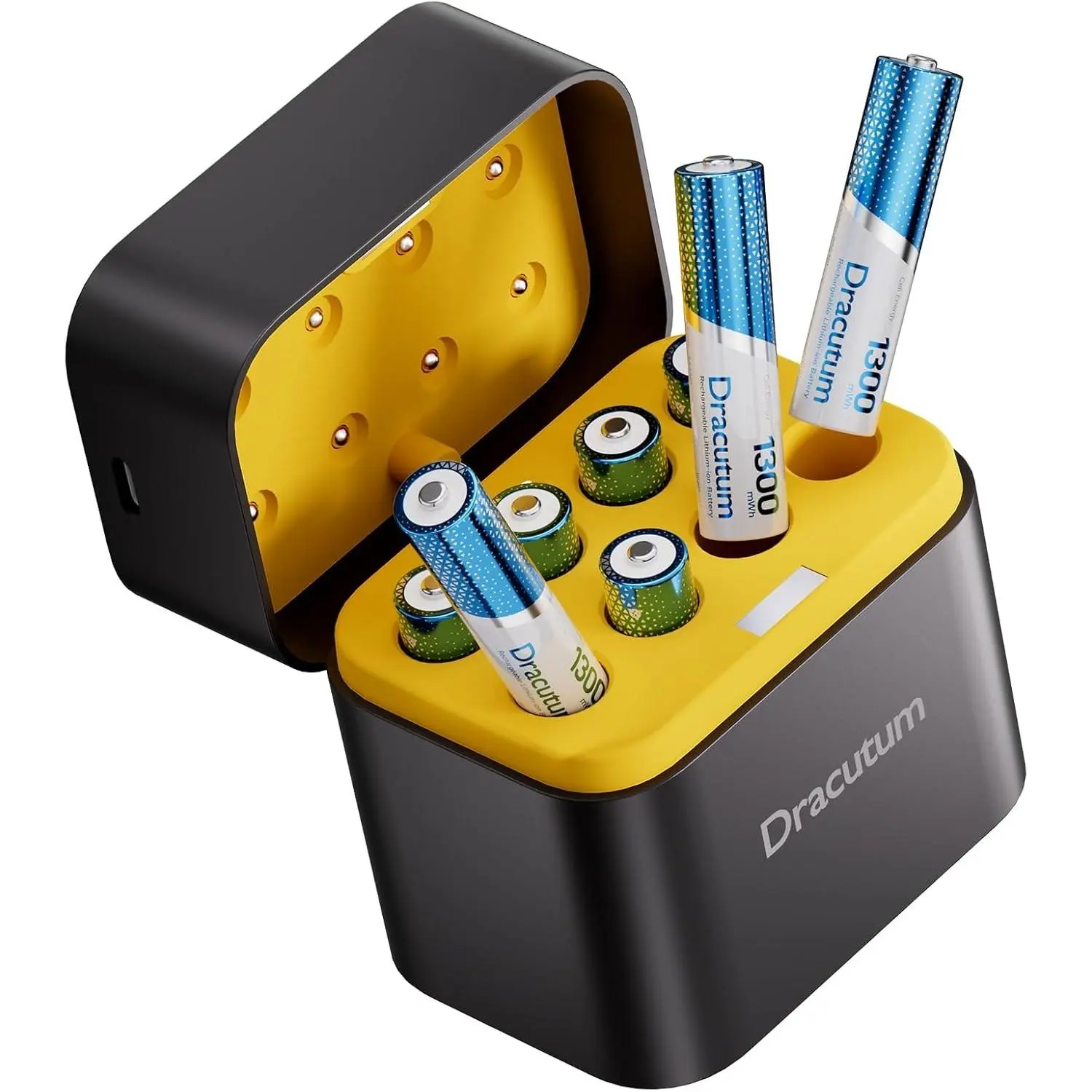 Rechargeable 1.5V Lithium AAA Batteries with Charger - 8-Pack, High-Capacity 1300mWh, Standard Size, 2000 Cycles Long-Lasting Li-ion Triple A Batteries, Compact Pack