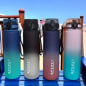 [Gradient Water Bottle] 1pc of Gradient Color Water Bottle, Available in 650/750/1000 Milliliters, Leak-Proof Flip Lid, One-Button Opening, Equipped with a Convenient Strap, Perfect The Gym And Outdoor Activities