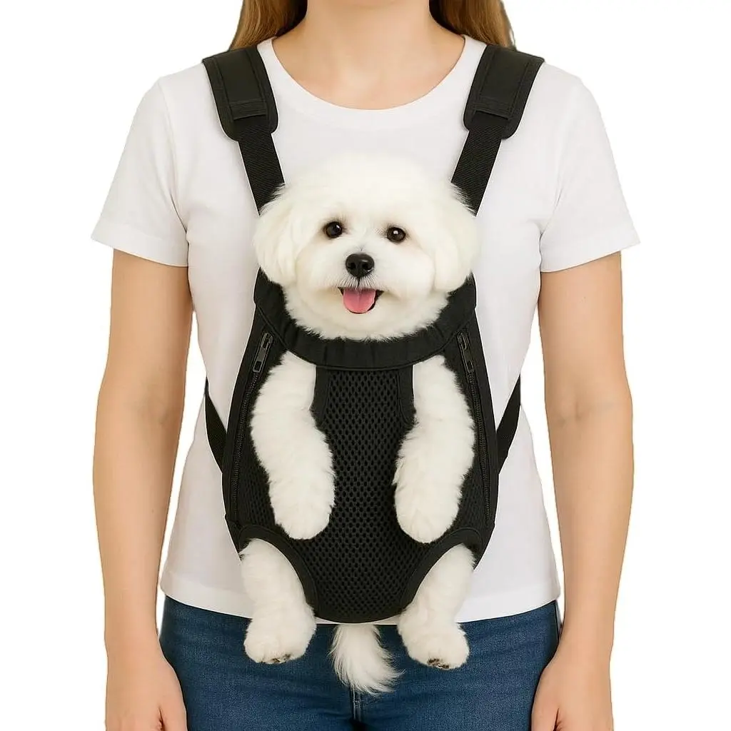 Dog Backpack Carrier, Adjustable Pet Front Carrier, Legs Out Sling Bag for Small Medium Dogs 10-16 Lbs, Soft Wearable Puppy Chest Backpack for Walking/Hiking/Camping/Traveling