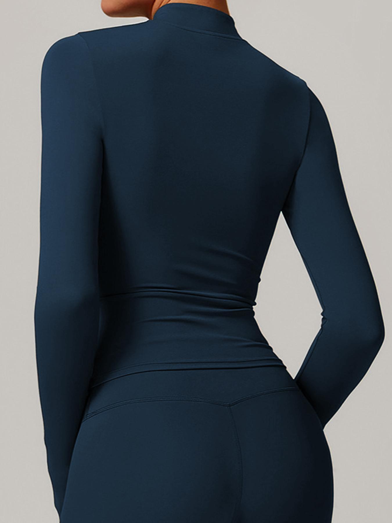 Women's Solid Long Sleeve Sports Tee, Quick Drying Breathable Comfortable Sports T-shirt for Yoga Gym Workout Running, Ladies Sportswear for Spring & Fall, Gym Yoga Tops, Athletic Yoga Tops