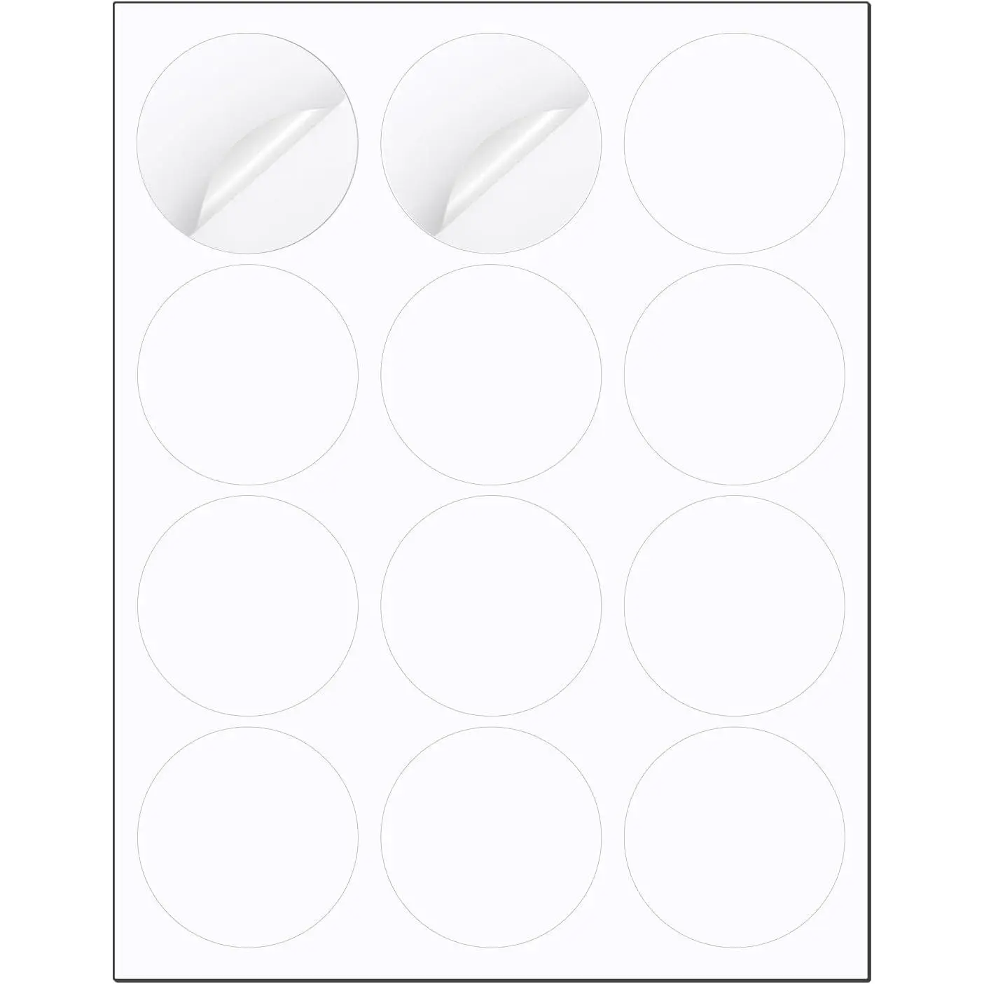 2.5" Diameter High Visibility Printable Round Labels,Matte White,360 Customizable Blank Stickers