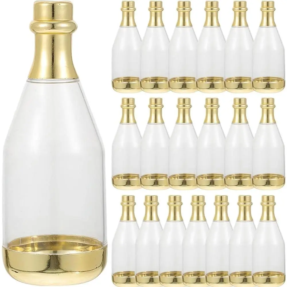 20pcs Champagne Party Favors, Mini Plastic Champagne Bottles, for Baby Shower Bulk Small Plastic Wine Alcohol Containers for Wedding Birthday Party(Gold)