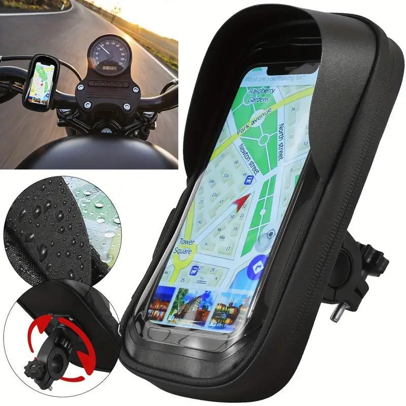 360° Rotatable Bicycle Motorcycle GPS Navigation Holder Waterproof Multi-function Mobile Phone Bracket Card Pack Bike Motorcycle Accessories