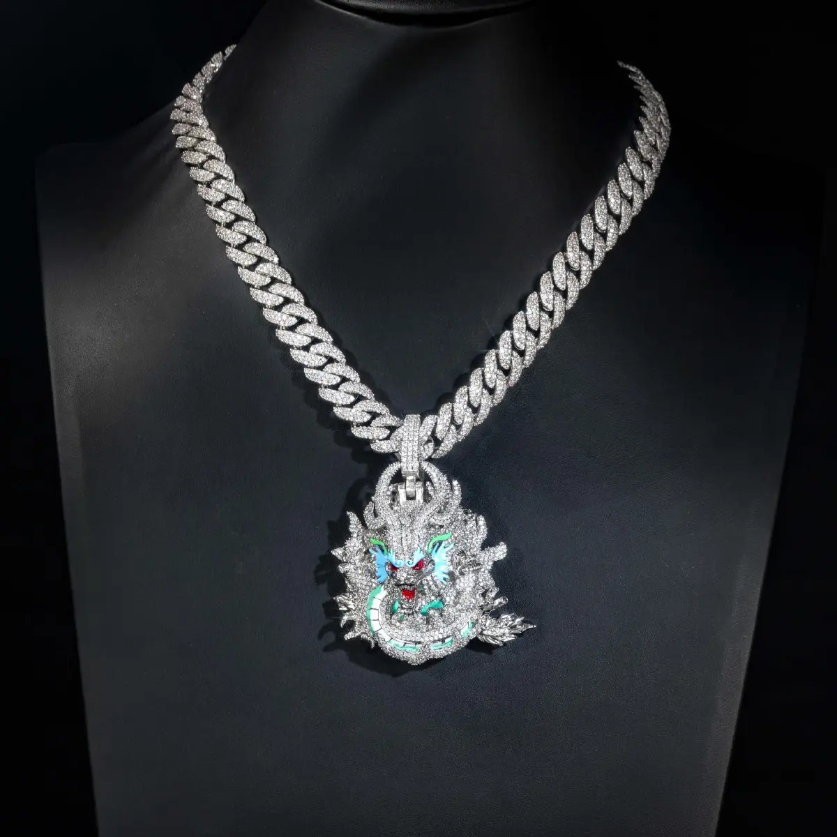New Hip Hop Dragon Pendant Full of Zircon Domineering Zodiac Dragon Rap Street Style Pendant Accessories