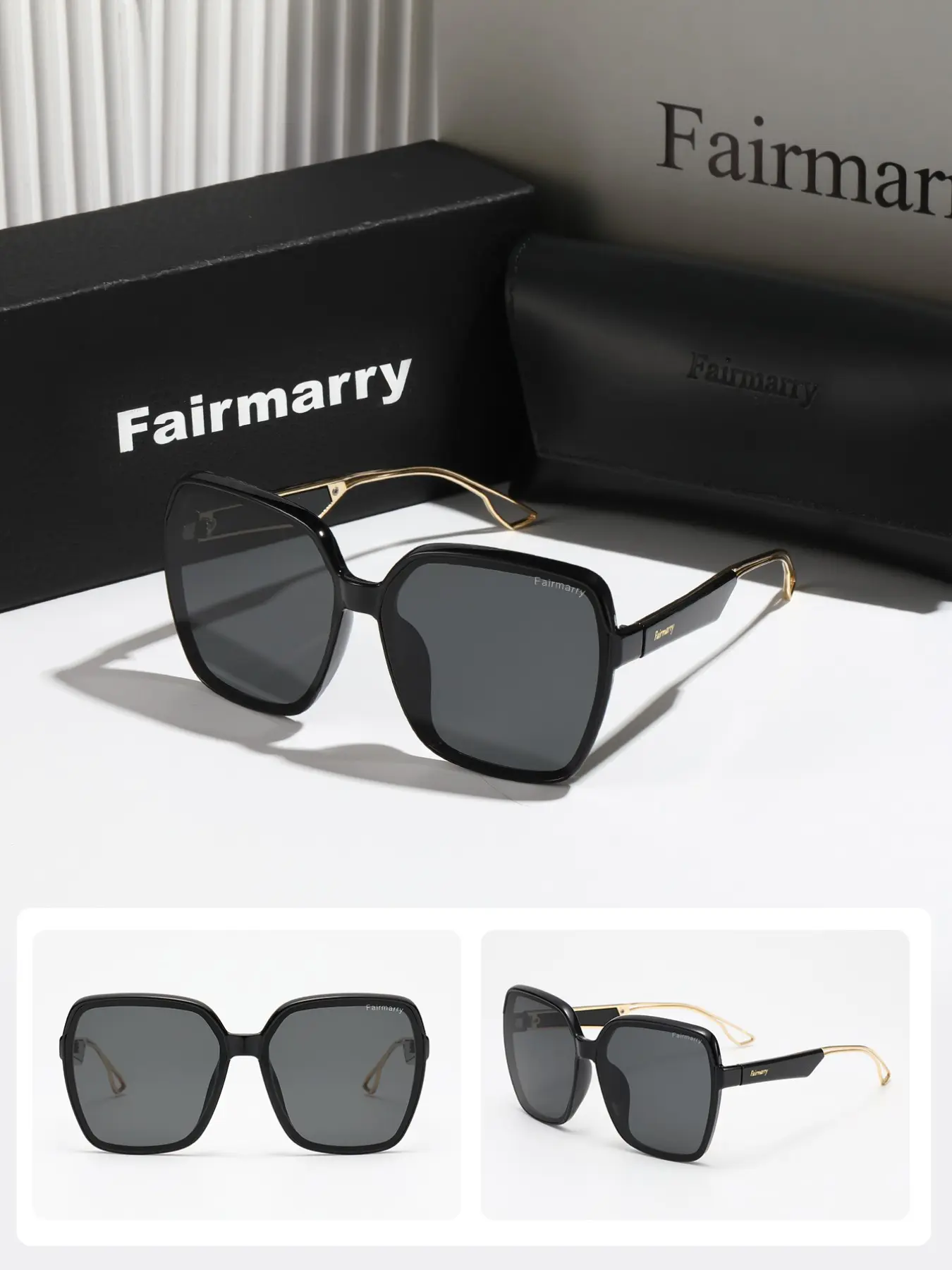 Fashionable Women's Sunglasses by Fairmarry1, Uv400 Protection, Includes Storage and Cleaning Cloth, Ideal for Daily Use, Travel, Photography, Street Style, Outdoor Activities