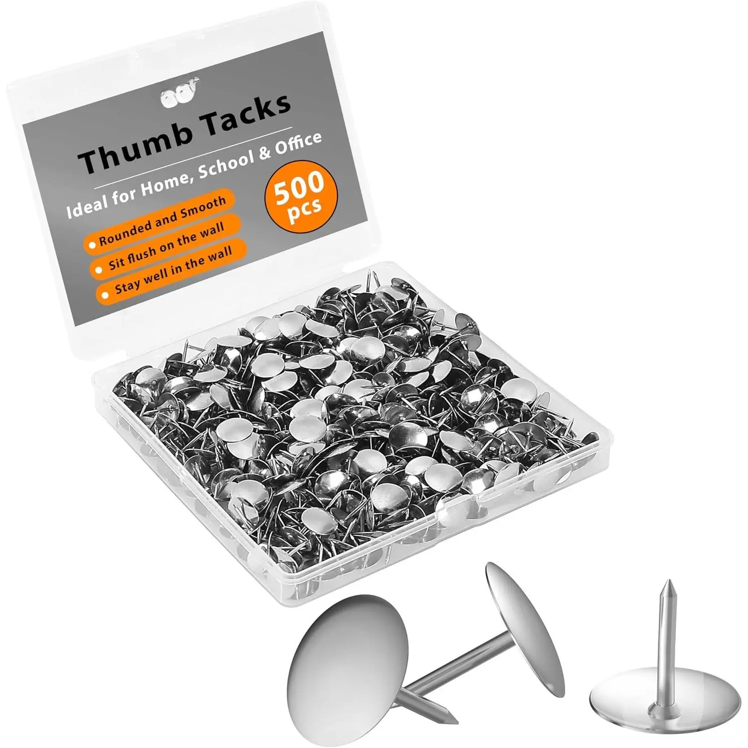 - Thumb Tack, 500 Pack, , Flat Push Pins Bulk | Steel Round Push Pins Office Tacks for Corkboard,  Maps, Poster, Picture and Creating Different Art Project