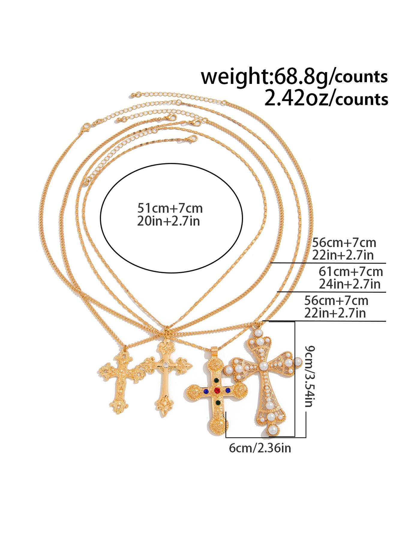 Vintage Punk Cross Pendant Necklace, Cross Chain Design, Fashion Jewelry for Party, Daily Clothing Decor, Trendy All-match & Exquisite Jewelry for Birthday Gift