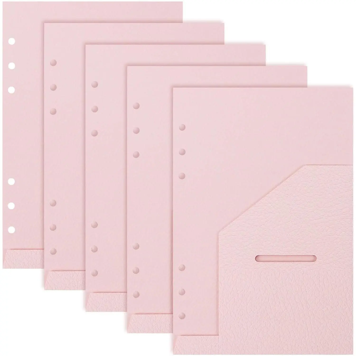 Paper Binder Pockets for A5 6-Ring Planners, 5.6" x 8.3" Open Front Divider Inserts for Budgeting, Scrapbook & Office Organization, 5 count