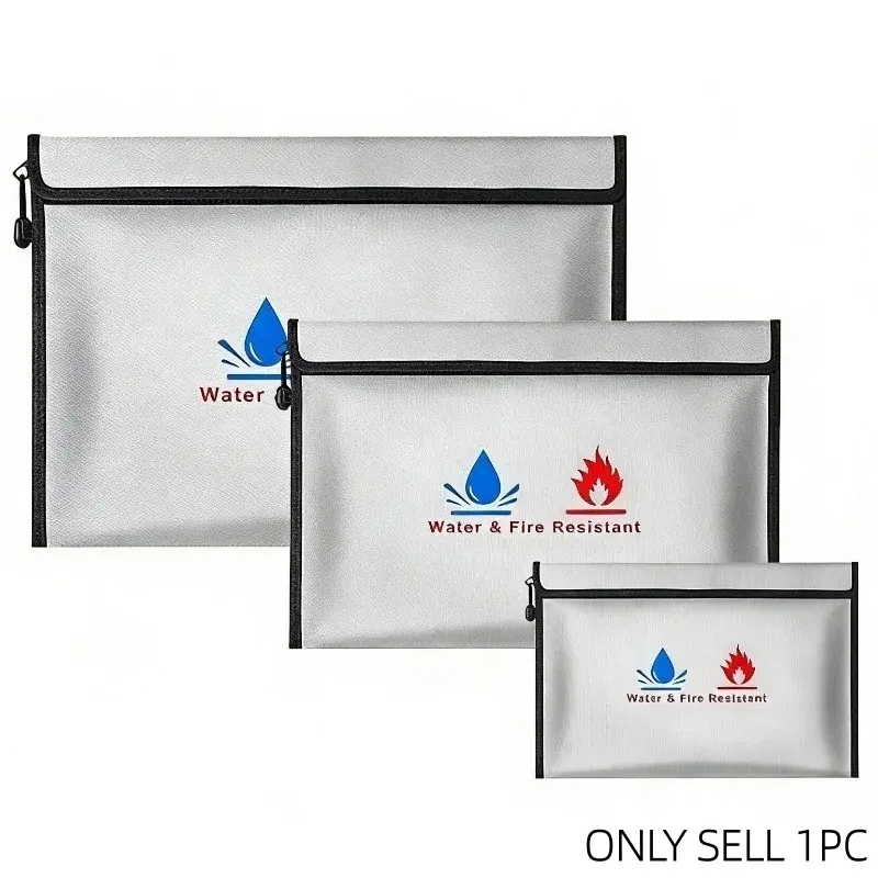 Fire-Waterproof Zipper File Bag Suitable For Storing Files And Wallets And It Is A Portable Storage Travel Essentials For Home Office Or Travel