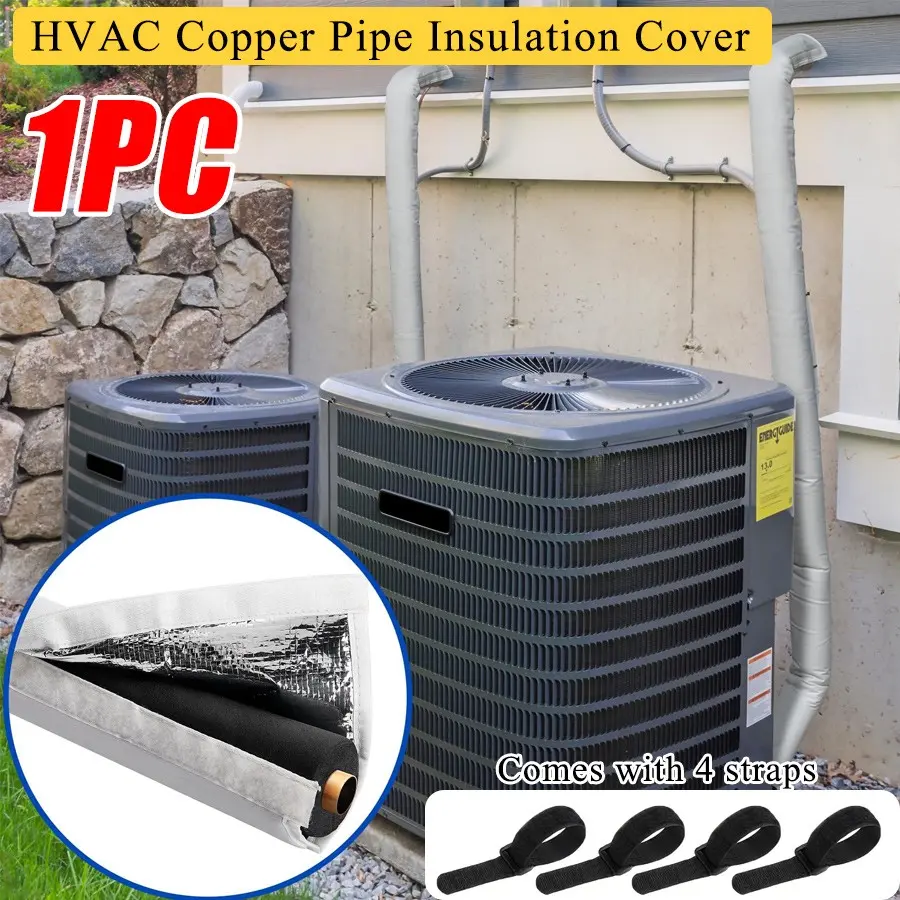 Air Conditioning Soft Tube Hvac Insulation Cover, Dustproof Waterproof Heat Resistant 600D Oxford Fabric Pipe Sleeve