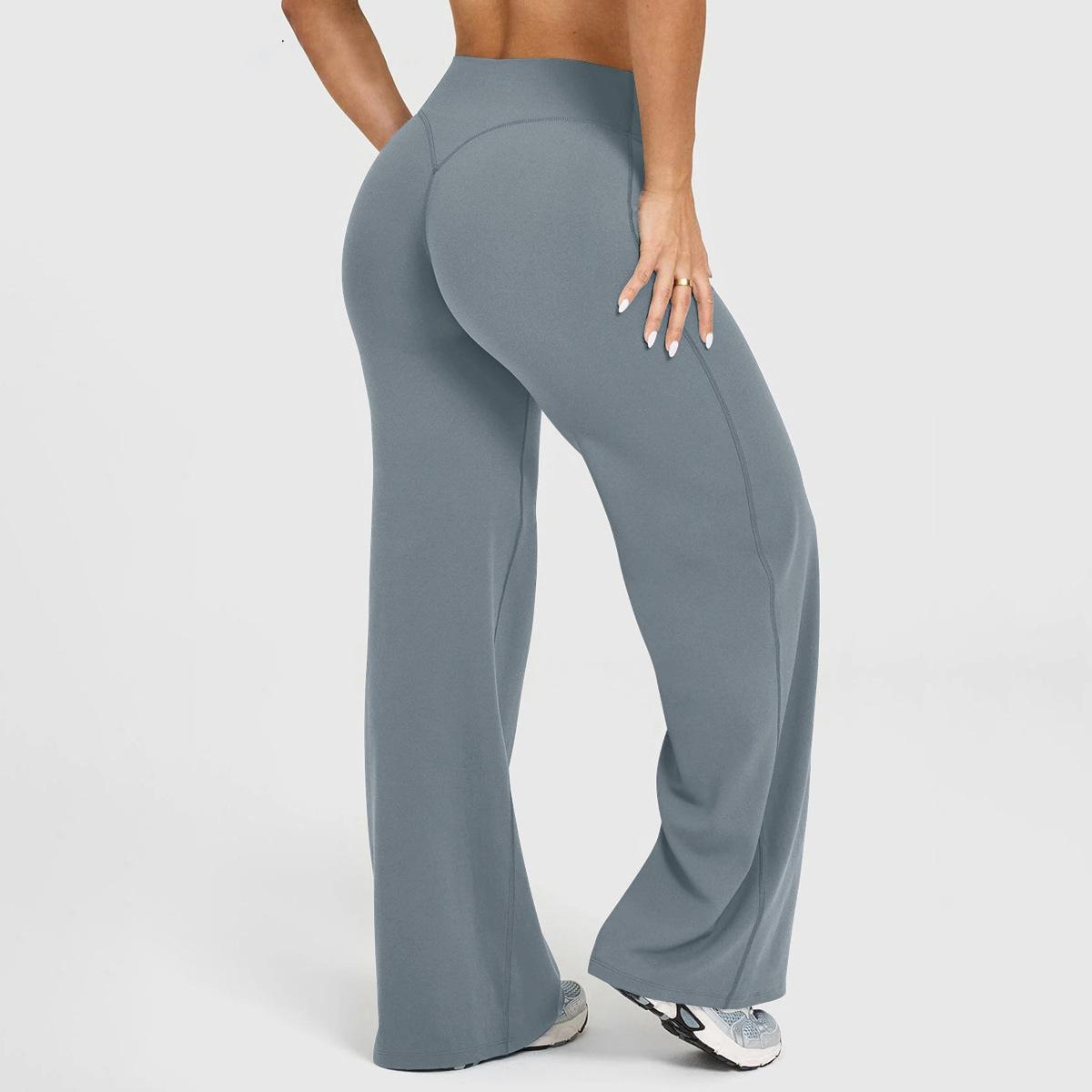 Tight-Fitting Wide-Leg Yoga Pants, Butt-Lifting Peach Butt High-Waisted Straight-Leg Sports Fitness Pants For Women