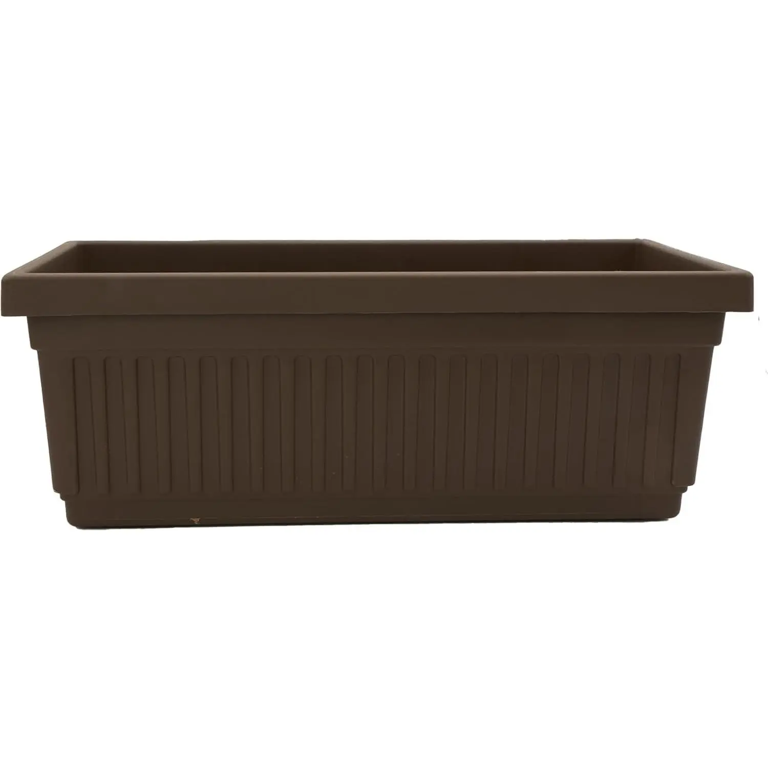 Venetian Window Planter Box w/Drain Plug - Long Planter Box for Windowsills, Balconies & More - Plastic Rectangular Outdoor Planters for Herbs & Flowers (18" Chocolate, Pack of 1)