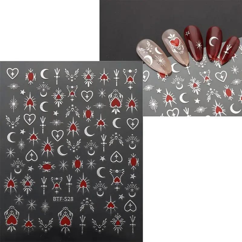 Moon & Star Pattern Nail Art Sticker (6 Counts), Self Adhesive Nail Art Decal, Nail Art Supplies for Women & Girls, Nail Art Decoration Nail Stickers