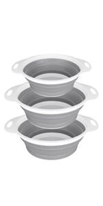 Collapsible Colander Set of 3 Round Silicone Kitchen Strainer Set - 2 count 4 Quart and 1 count 2 Quart- Perfect for Draining Pasta, Vegetable and fruit (green,blue, purple)