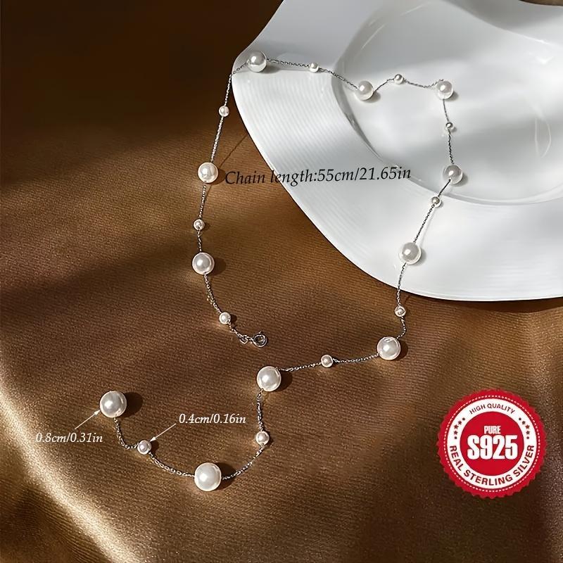 A Necklace Made of Small Shell Pearls, Crafted from S925 Sterling Silver, Offers Four Different Ways to Wear It. It'S Suitable for Parties And Weddings, Exuding a Noble And Elegant Charm, Perfect for High-End Gifts on Thanksgiving And Valentine'S Day.