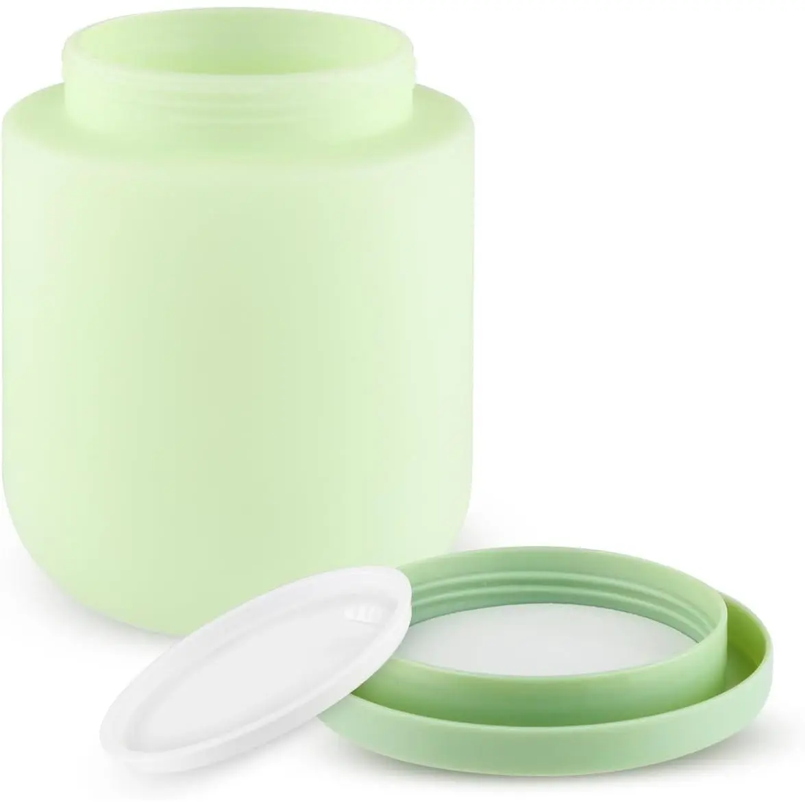 16.9oz/500g Plastic Containers Empty  Jars Large Makeup Sample Storage Pot with Lid & Inner Liner for Lotion Cream Ointments DIY Makeup Travel - 1 count-Green