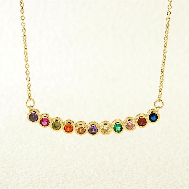 Women’s Birthstone Necklace – Delicate Gold Plated Bar Pendant with Multiple Vibrant Birthstones, Fashion Layering Jewelry for Work, Parties or Travel, Thoughtful Gift Idea for Mom, Grandma, Girlfriend or Wife on Christmas, Valentine’s Day or Birthday
