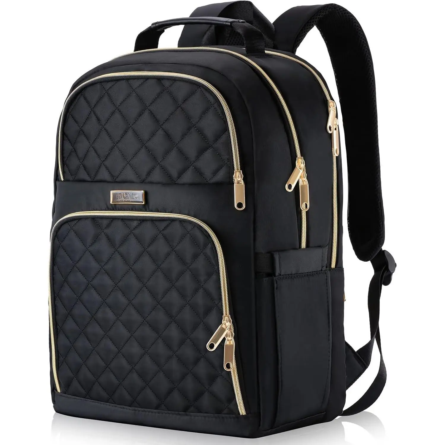 Backpacks for Women, Cute School Backpack for Teen Girls | 15.6 Inch Quilted Laptop Backpack, Large Bookbag for Middle School Students, College  Pack for Teacher, Black