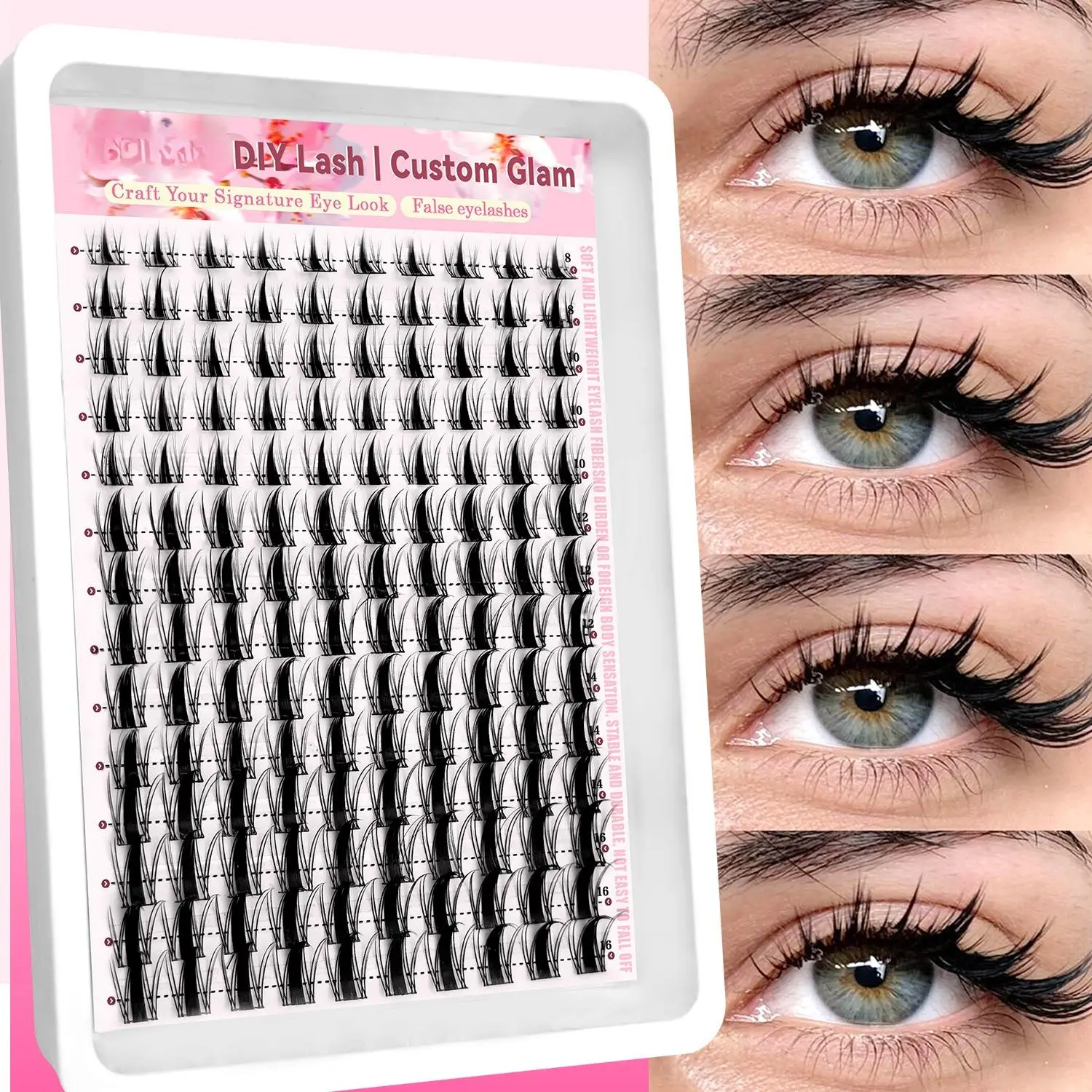 Manga False Eyelashes 14 Rows, Anime Style Cluster Lashes with 140 Lash Tufts, Wispy Comic Eye Makeup Lashes for Beginners, Lightweight DIY Lash Extensions for Daily Makeup, Party and Cosplay