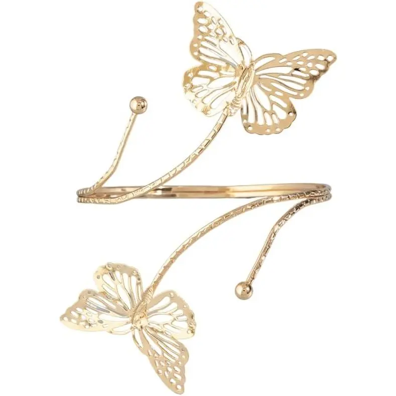 Bohemia Upper Arm Bracelets   Butterfly Flower Starfish Seashell Coil Swirl Leaf Armband Bracelet Adjustable Metal Open Upper Arm Cuff Bangle for Women Boho  Gifts