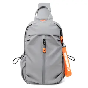 New fashion trend casual men's messenger bag multifunctional chest bag with pendant USB charging shoulder bag