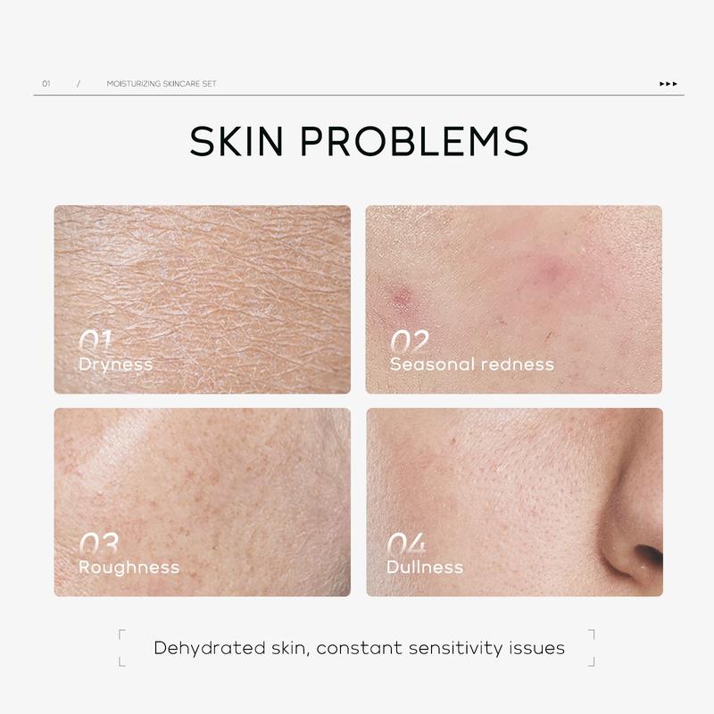 5 in 1 Comfort Hydrate Skin Care Kit, 1 Set Moisturizing Toner & Eye Cream & Facial Cleanser & Essence & Facial Cream, Hydrating Facial Skin Care Kit for Women & Men, Skin Care Sets