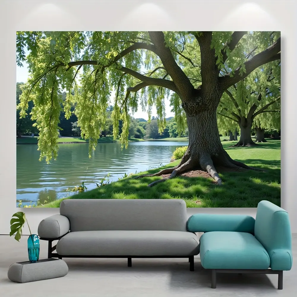 Green Branches Polyester Wall Hanging Tapestry - Lightweight Decor for Living Room, Family Party Use - Ideal Gift for Indoor-Outdoor Textile Accents