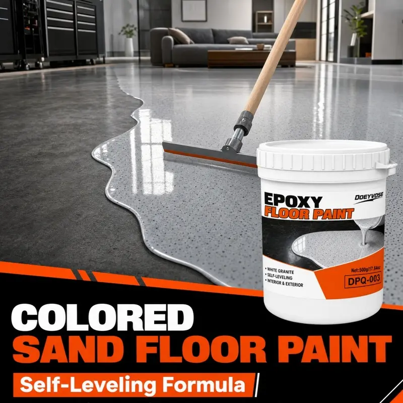 [DOEYVOSE] Gray White Granite Self-Leveling Epoxy Floor Coating, Decorative Stone Pattern Marble Effect, Resists Office Chair Wheels, for Office Floor, Reception Lobby, Open Workspace, Meeting Area, Indoor, Marble Texture