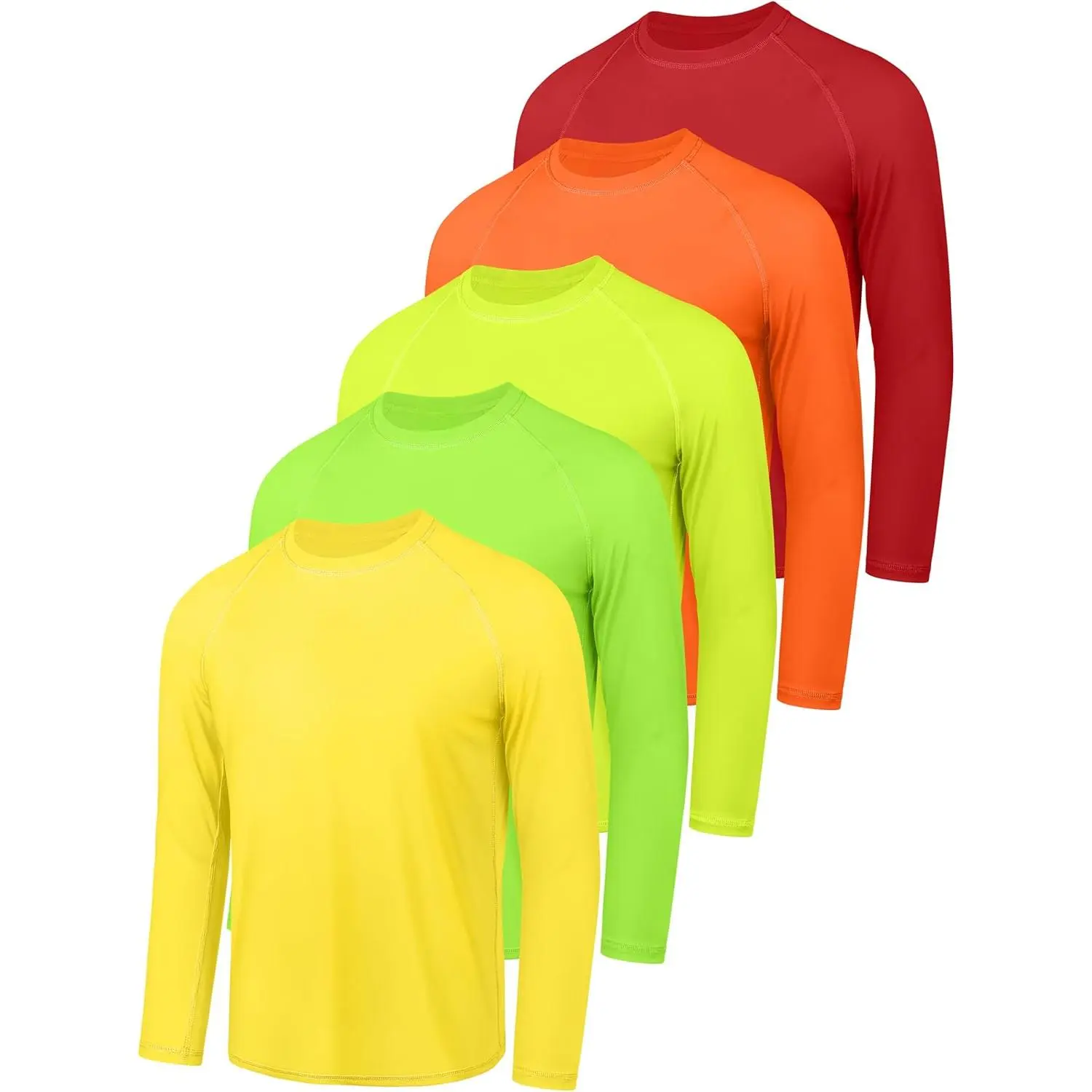Youth Boys' Long Sleeve Crew Neck SPF Protection Rash Guard, Quick Dry Beachwear Swim Shirts for Kids, Rash Guard Shirts
