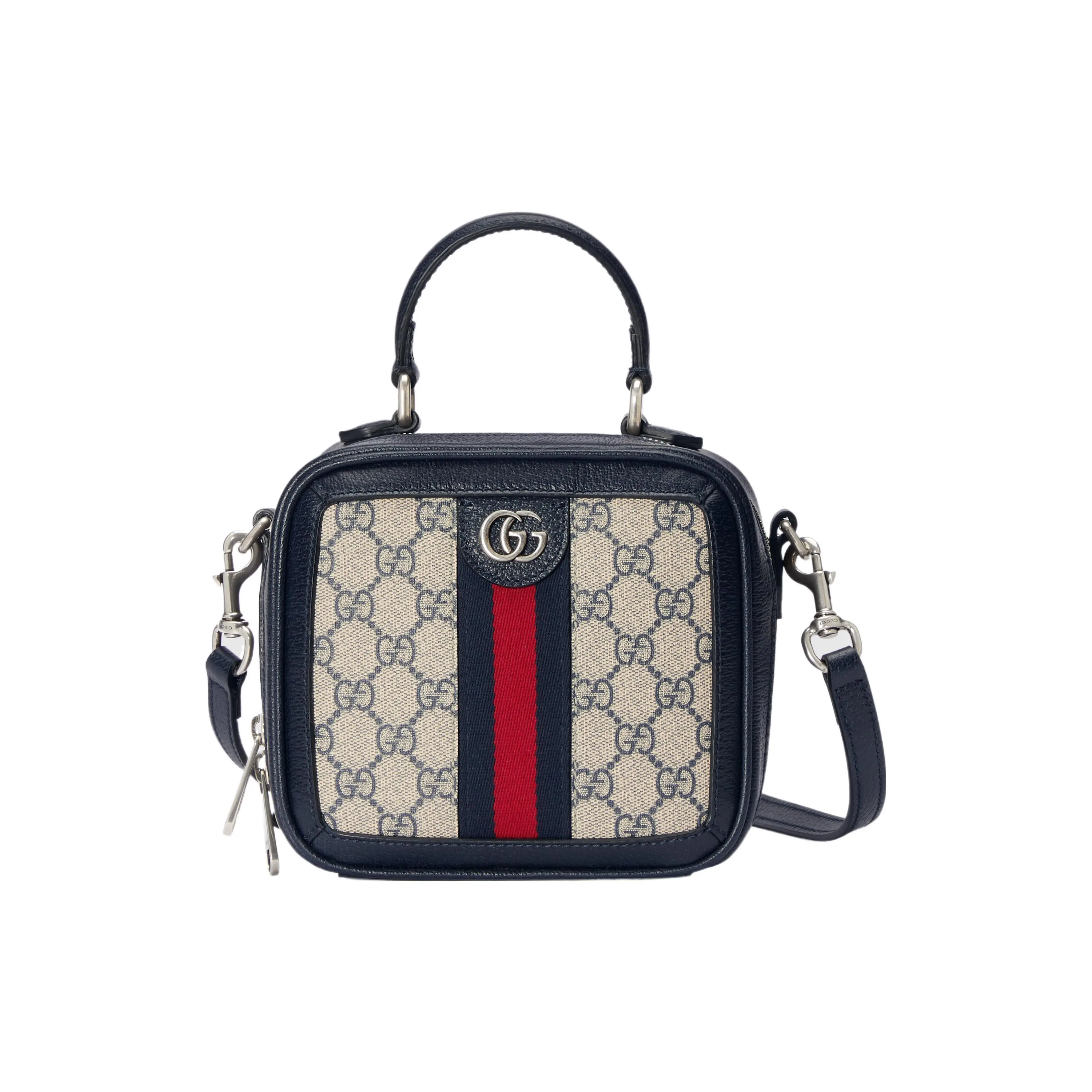Gucci Ophidia Mini Crossbody Bag for Women – Canvas and Leather with Detachable Adjustable Strap, Beige and Blue