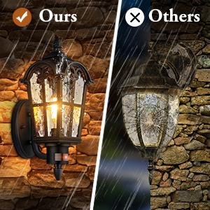 2-Pack Motion Sensor Outdoor Wall Lights, Dusk to Dawn Porch Lights Wall Mount, Waterproof Exterior Light Fixtures Sconces Lighting, Black Wall Lanterns Outside Lights for House Garage Front Door