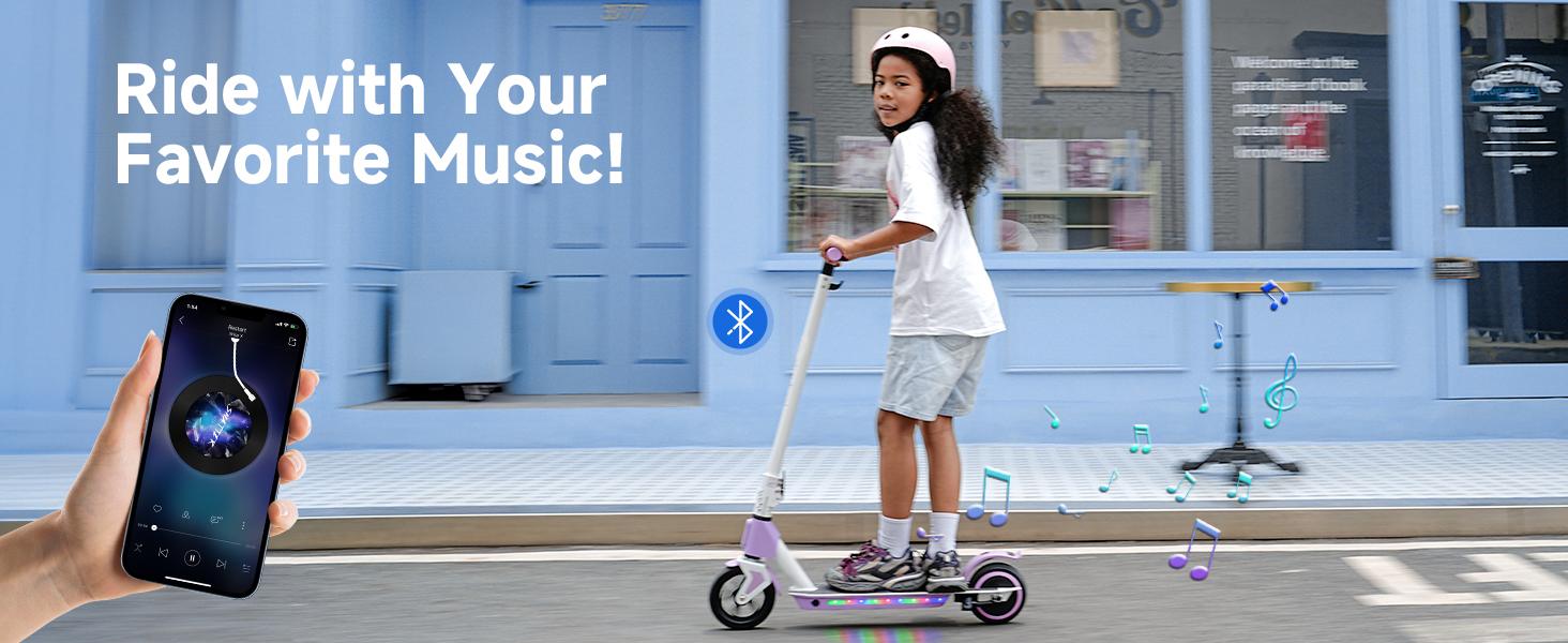 Foldable Kids Electric Scooter Ages 6 - 14, 150W-200W Motor, 3 - Speeds (5/8/12 Mph), Dual Brake, LED Display, Colorful Lights, UL 2272 Certified, 5 - inch Flash Tire, 154lb Max Load