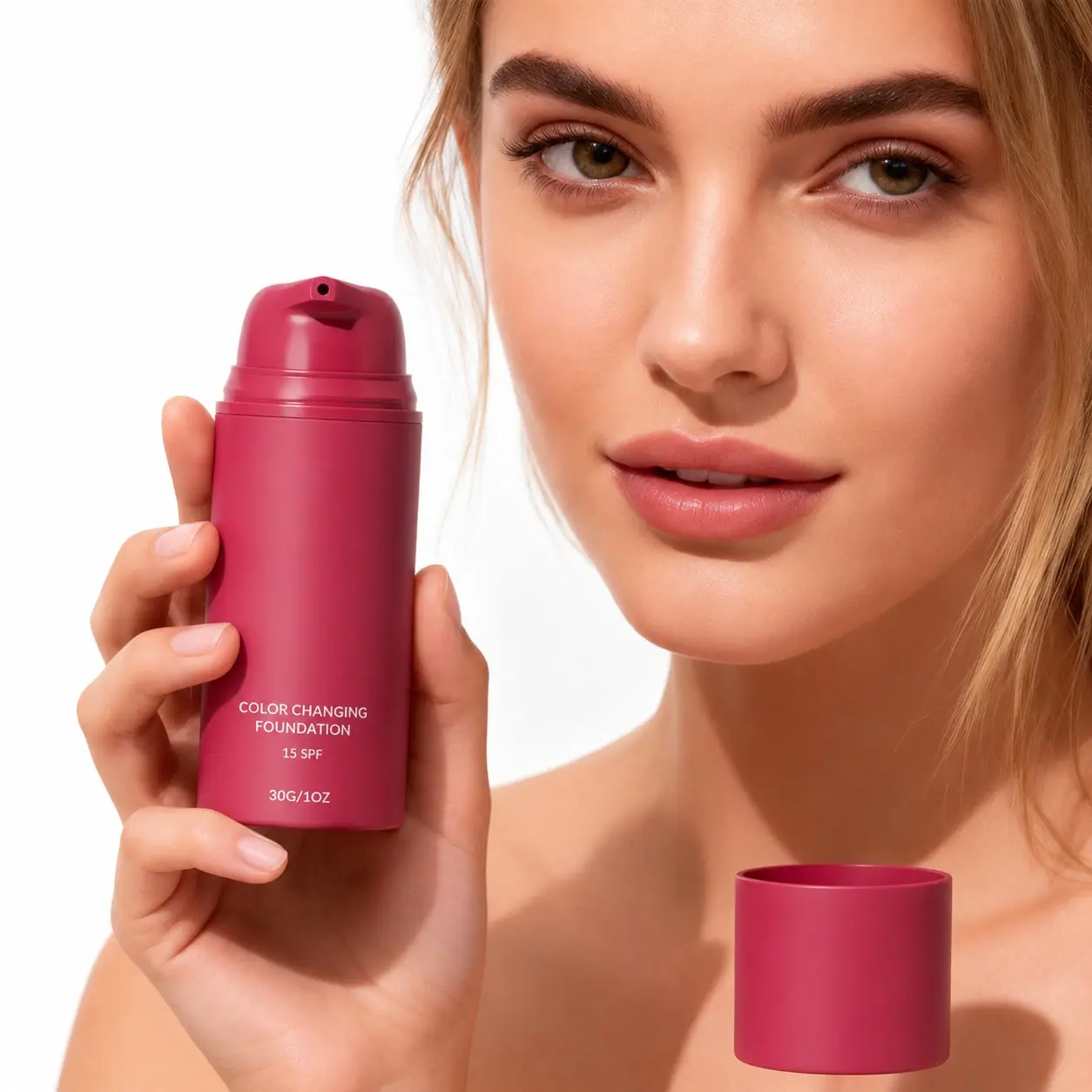 Women's Color-Changing Foundation, Skin Tone Adaptive, Long-Lasting, Spf15, Suitable for All Skin Types, Liquid Makeup
