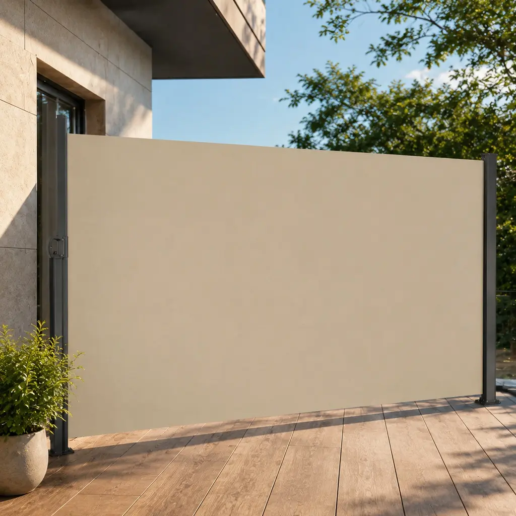 ARCH Rectangular Retractable Side Awning - 138x71in Polyester Waterproof UV-Prevention Privacy Screen Divider, 18.50 lb, Manual Operation, Foldable, No Base, Assembly Required, Beige for Balcony