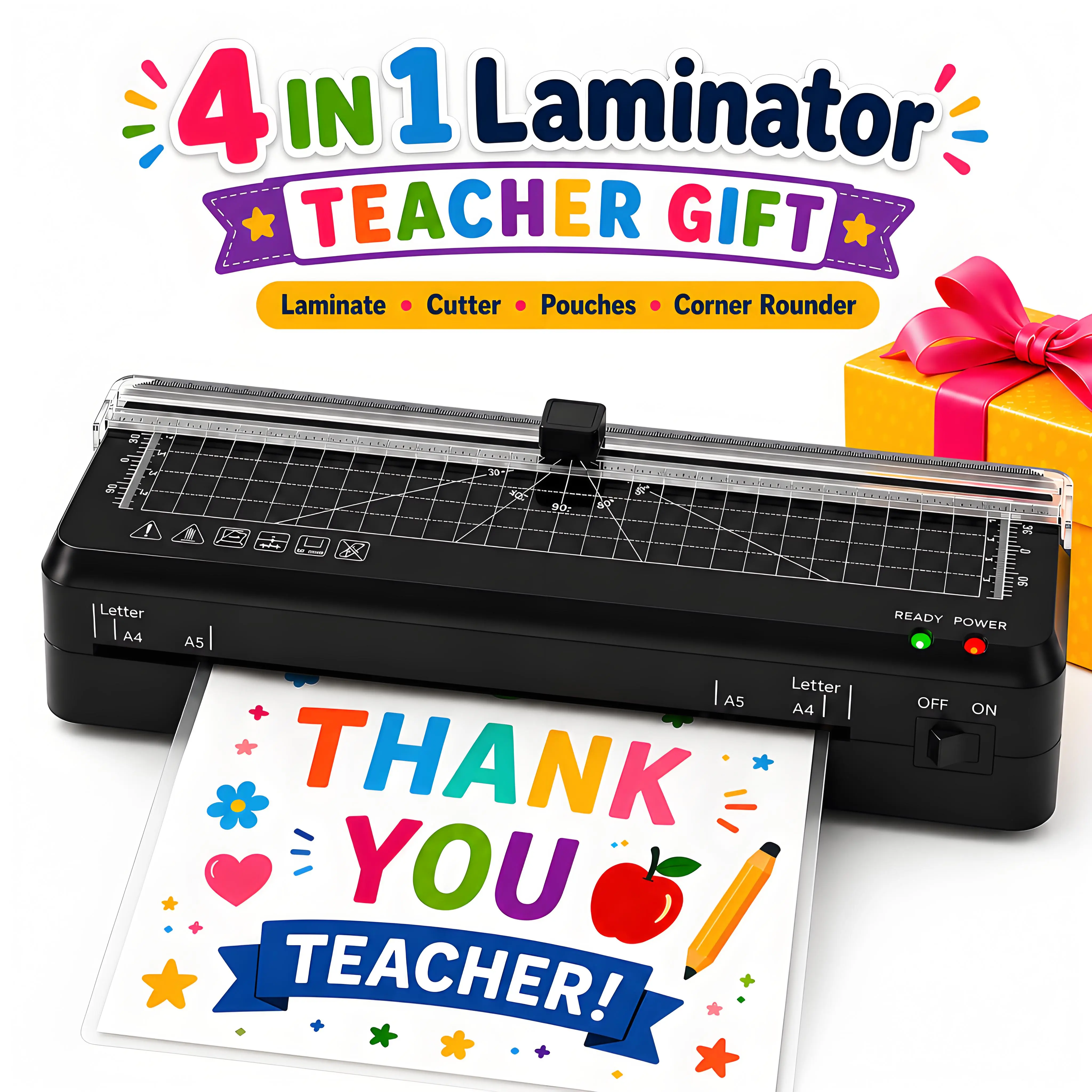4 in 1 Laminating Machine A4 laminator with Integrated Cutter, 60s Warm Up, Never Jam Technology, Safe and Reliable Portable Laminater for Photos/Docs/Cards, Suitable for Family, Office and School, all in one laminator, laminatorkit