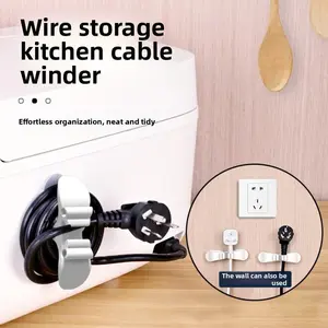 3-Pack Self-Adhesive Cord Organizer, 2.4×9.6cm No-Drill Plug Winder, Cable Management for Kitchen Appliances (Mess-Free Wire Solution)