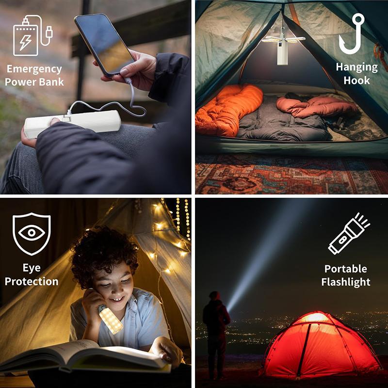 Foldable Camping Lantern Light, 1pc Rechargeable Dimmable Camping Lantern Flashlight, Waterproof LED Lantern for Outdoor Camping, Hiking, Tents