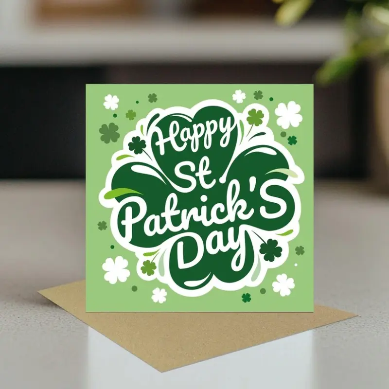 1pc Happy St. Patrick's Day card, Irish Day card with shamrock, rice day card for friends and family