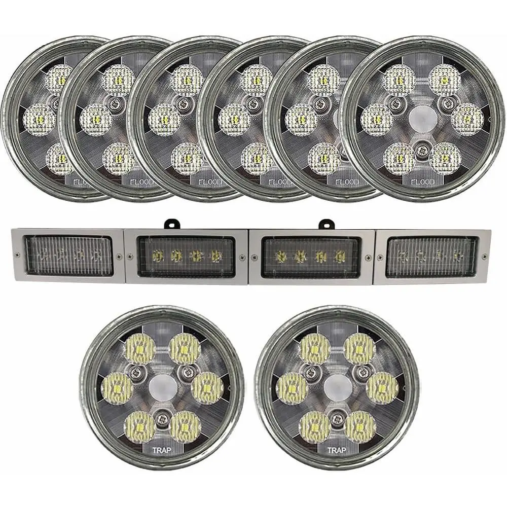 320W 9 Pack Led tractor light Kit Compatible with John Deere 60 Series tractor headlights: 4560, 4650,4760,4850, 4960, 4555, 4755, 4955 (Version A)