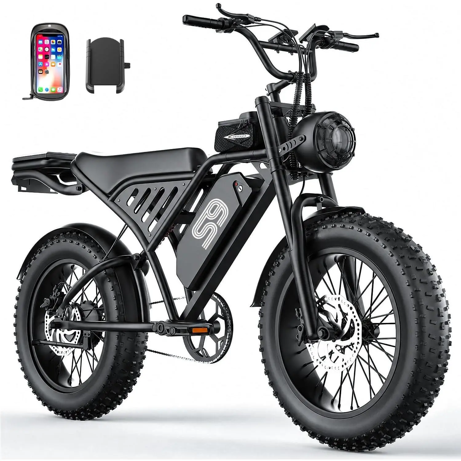 Electric Bike for Adults, 2500W Peak Electric Dirt Bike, 36MPH 65Miles E-Bike with 48V 20AH Removable Battery, 20" Fat Tire All-Terrain Ebike with NFC & Password Unlock