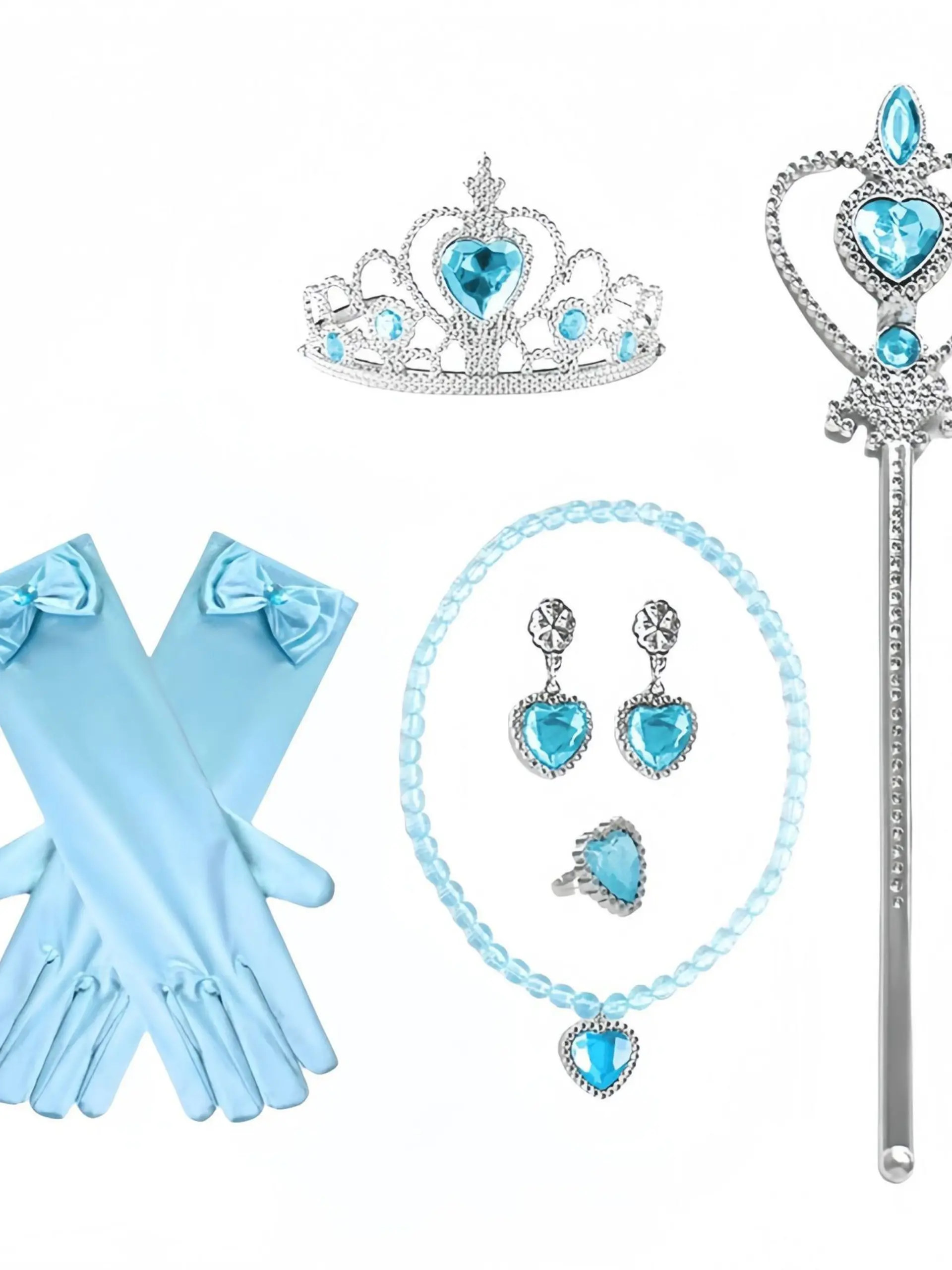 Princess Costume Accessories Set, 6-Piece Kids Role Play Toy, Pretend Play Accessories, Party Costume Accessories, Crown/magic Staff/ring/gloves/necklace/earrings, Halloween/christmas/promotions