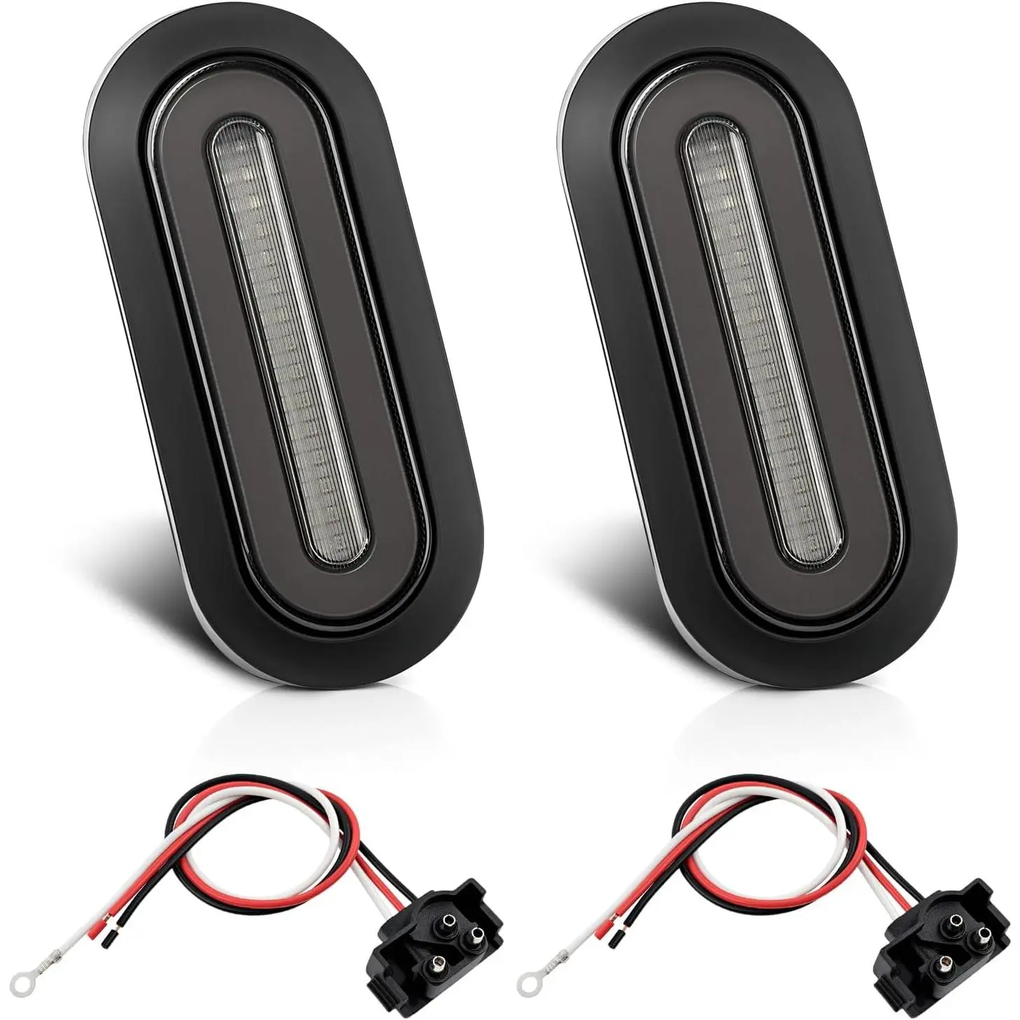 6 Inch Oval LED  Tail Lights, 114 LEDs Smoked Lens Red Stop Turn Signal Running  Lights  12V-24V  Tail Lights for   RV Van UTV (2 Pack)