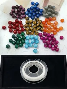 100pcs Money Attraction DIY 8mm Multi Color Tiger's Eye Style Glass Bead & 0.8mm white Elastic Cord, Protection & Energy Beads for DIY Bracelets, Elegant Beaded Art Supplies, Handmade Craft Gift Set, Personalized Jewelry Accessories Father's Day Gift
