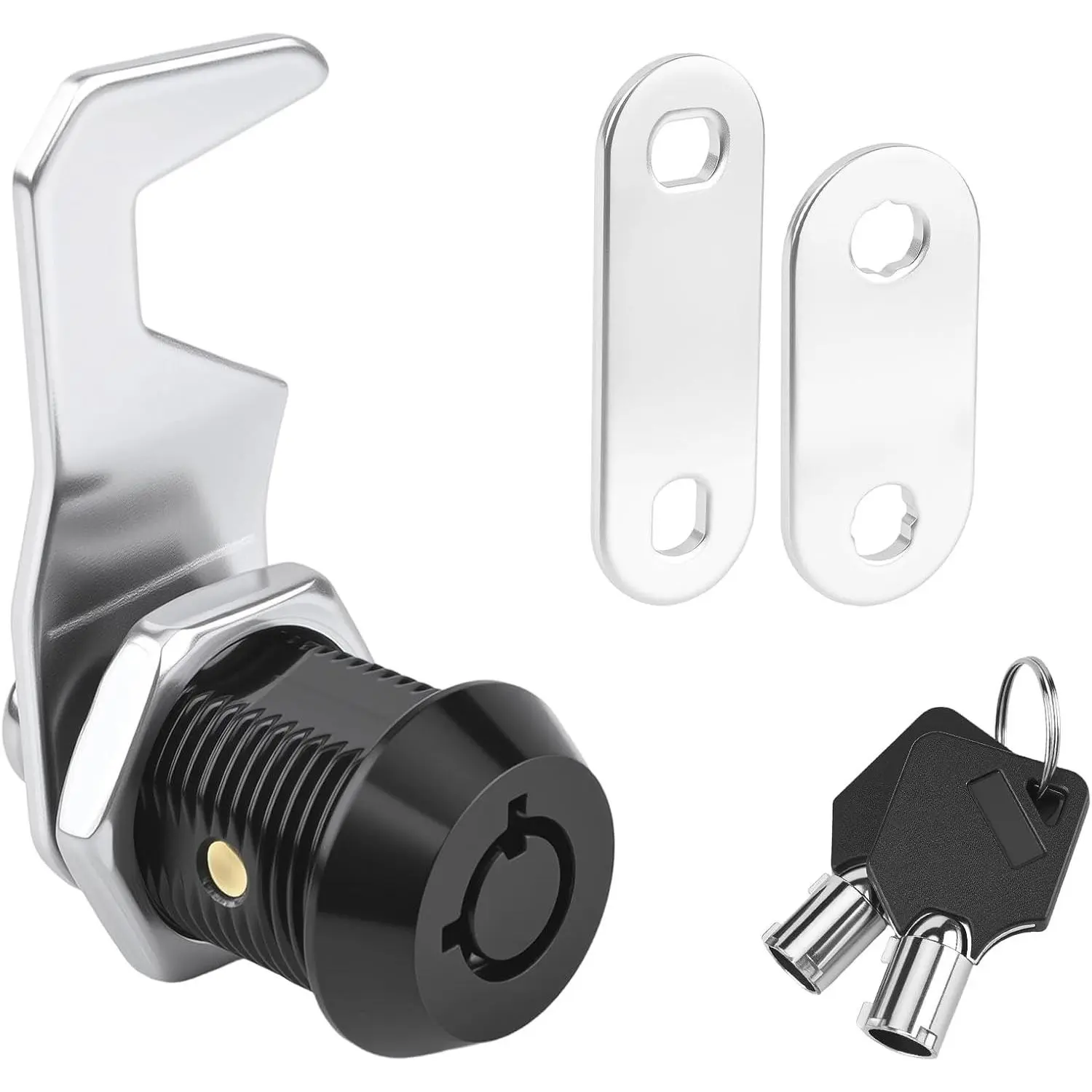 Toolbox Lock with Keys - Keyed Alike Cabinet Lock with Hook Cam, Tubular Cam Lock, Mailbox Lock, Zinc Alloy, 0.67 inch, 1 Pack, Black