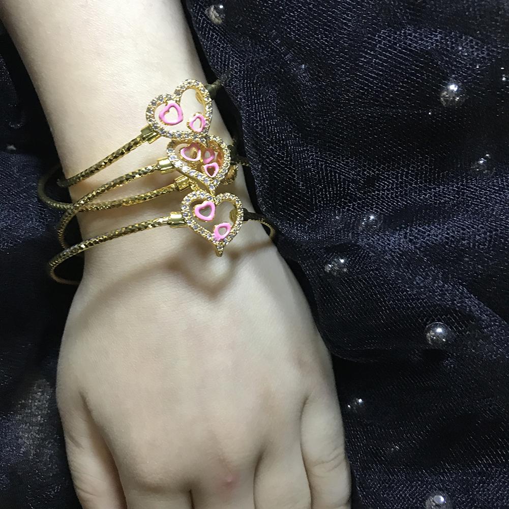 4pcs Baby Bangles Heart  Dubai Gold Color Bangles Kids Bracelet Luxury Bracelet Dubai Bangles Child Jewelry Birthday Present